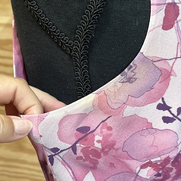 Vintage Ann Taylor Silk Floral Midi Dress PSize 8P Y2K Occasion Romantic Church - Picture 12 of 16